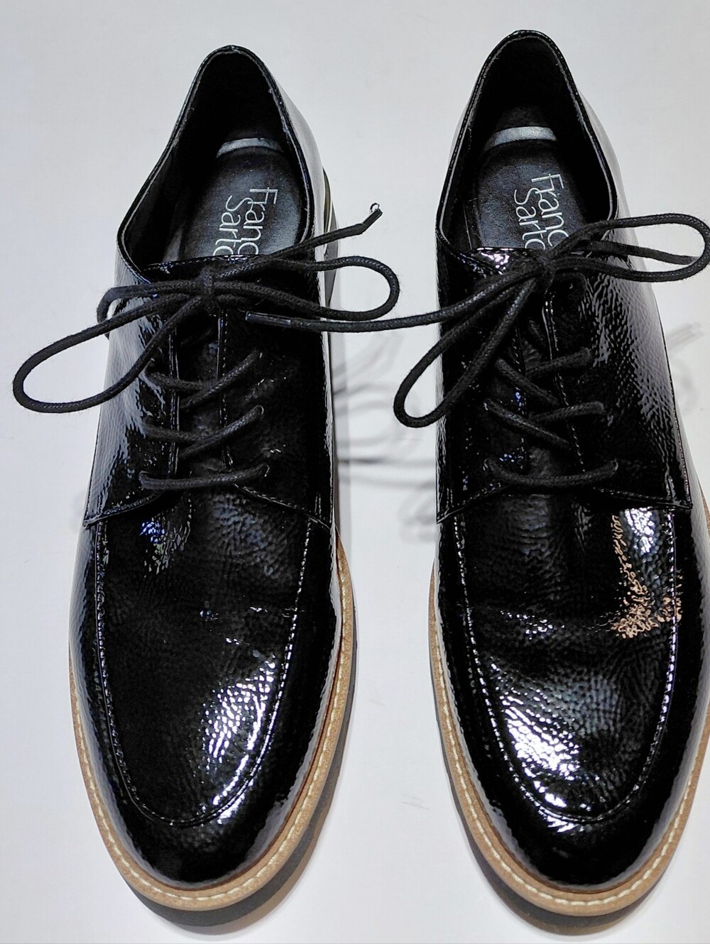 FRANCO SARTO Women's Charles  Black Lug Sole Oxford Shoe Size 9.5M
